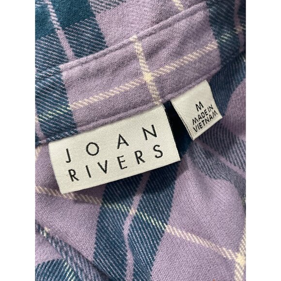 Joan Rivers Regular Cotton Plaid Flannel Snap Front Shirt Sz Medium Dusty Purple - Picture 4 of 8